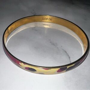Vintage J Crew Multi-color Print & Gold Tone
Bangle Bracelet 1990's & 2000's Y2K